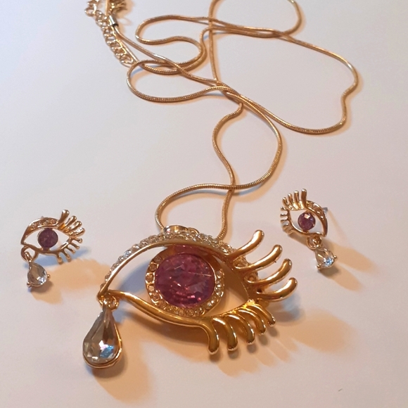 Turkish Evil Eye Teardrop Pendant and Earrings ( bin 2) - Picture 4 of 5